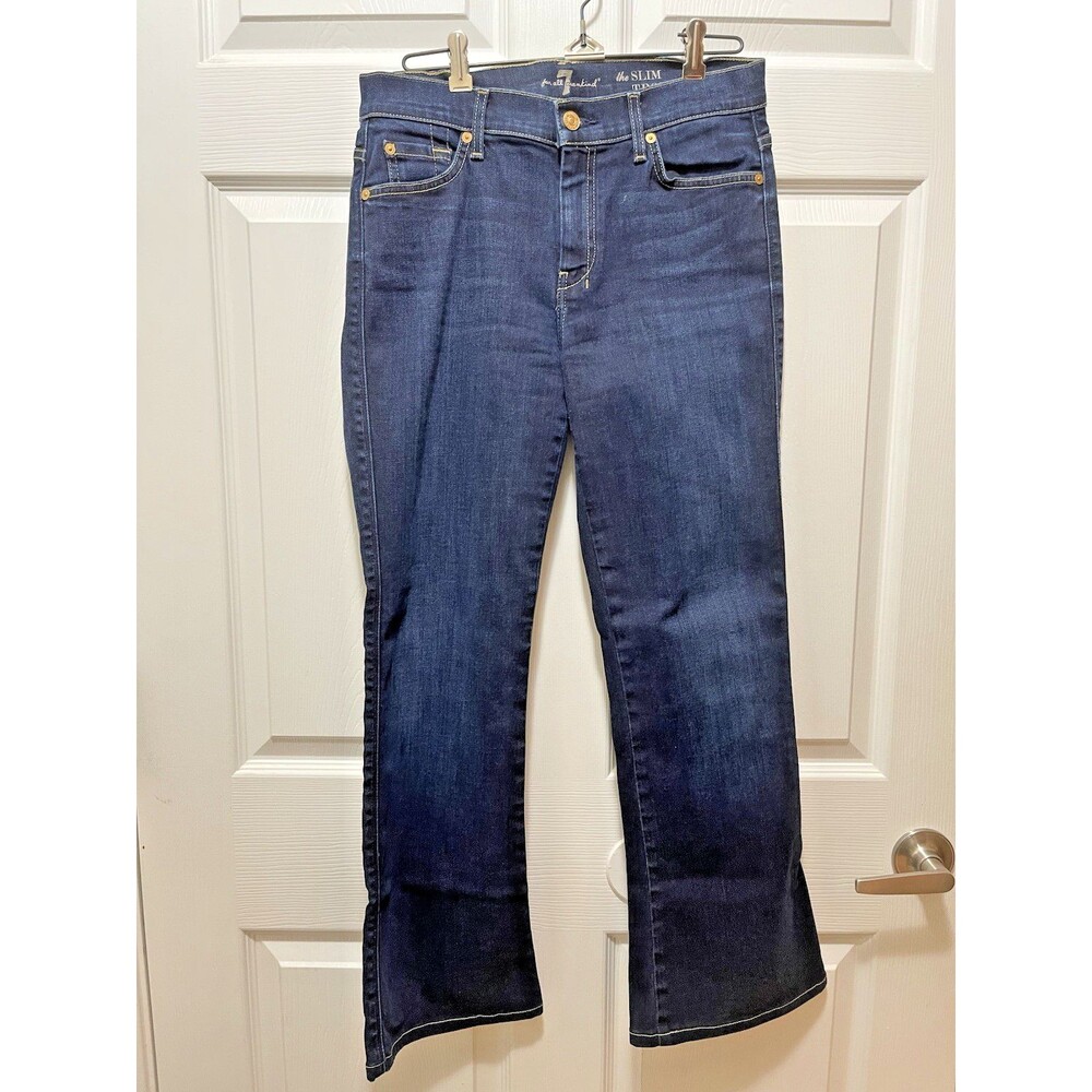 7 Seven for All Mankind Womens Jeans Flare The Slim Trouser Size 29 Dark Wash